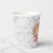 Gobelets En Papier Blush Baroque Rococo Floral Heart Galentine   (Droite)