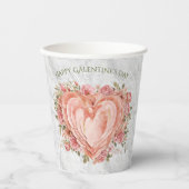 Gobelets En Papier Blush Baroque Rococo Floral Heart Galentine   (Recto)