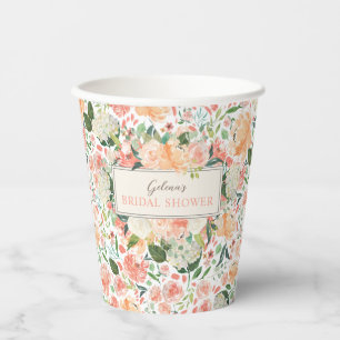 Gobelets En Papier Blush de printemps floral sur couleur personnalisé