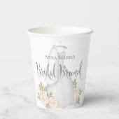 Gobelets En Papier Blush Floral Rose Brunch Aquarelle (Verso)