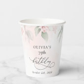 Gobelets En Papier Blush Flowers, Pink Flowers, Boho, Birthday (Verso)