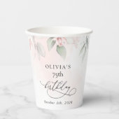 Gobelets En Papier Blush Flowers, Pink Flowers, Boho, Birthday (Recto)