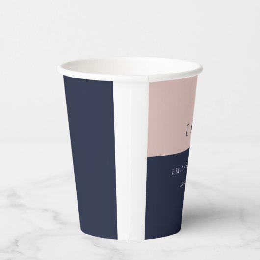 Gobelets En Papier Blush Navy Mariage moderne (Droite)