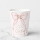 Gobelets En Papier Blush Pink Bow Gold Cross Baptism (Recto)