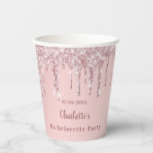 Gobelets En Papier Blush rose pailleté monogramme pour enterrement de (Recto)