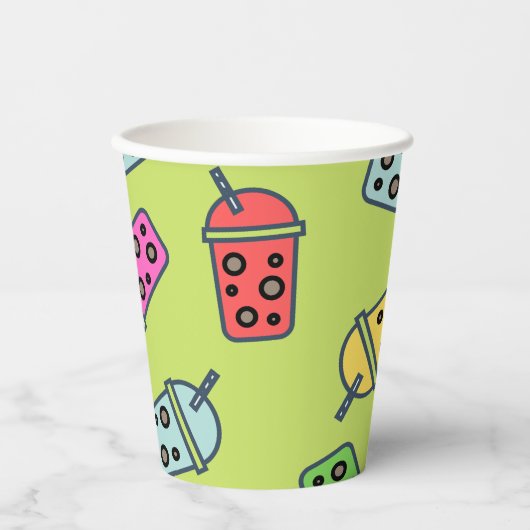Gobelets En Papier Boba Bubble Tea Motif (Recto)