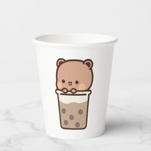 Gobelets En Papier Boba Panda Bear aime Boba milk tea (Recto)