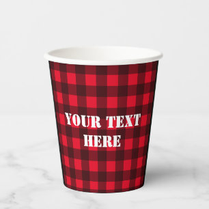 Gobelets En Papier Boeuf rouge à bûcheron plaid tasses de papier sur