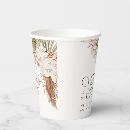 Gobelets En Papier Bohème Floral & Plumes Douche (Droite)