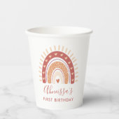 Gobelets En Papier Bohemian Terracotta Rainbow Anniversaire Party (Recto)