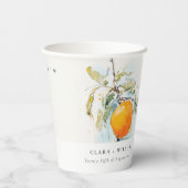 Gobelets En Papier Boho Abstrait Sketchy Orange Garden Mariage (Verso)