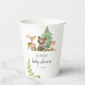 Gobelets En Papier Boho Animaux de la Forêt Baptême Rustique de Bébé (Recto)