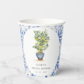 Gobelets En Papier Boho Aquarelle Citron jaune Fête des mariées (Recto)