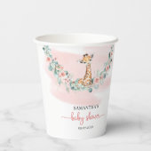Gobelets En Papier Boho aquarelle fille girafe eucalyptus roses roses (Verso)