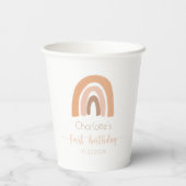 Gobelets En Papier Boho Arc-en-ciel premier anniversaire Pink Pastel (Verso)