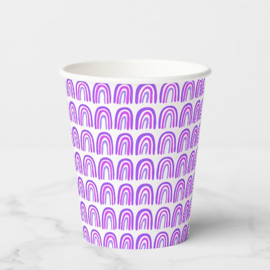 Gobelets En Papier Boho arc-en-ciel violet Motif personnalisé (Verso)