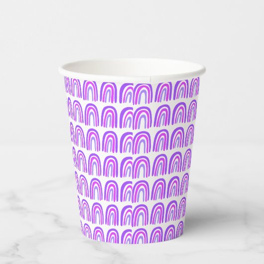 Gobelets En Papier Boho arc-en-ciel violet Motif personnalisé (Droite)