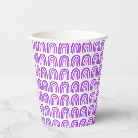Gobelets En Papier Boho arc-en-ciel violet Motif personnalisé (Recto)
