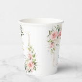 Gobelets En Papier Boho Blush rose floral eucalyptus or mariage (Droite)