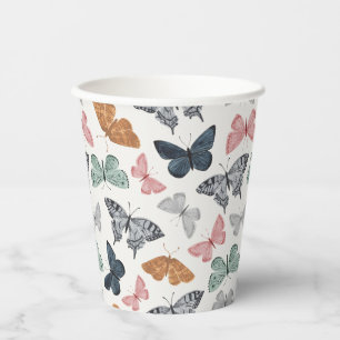 Gobelets En Papier Boho Butterfly Douche Party Coupe de vaisselle