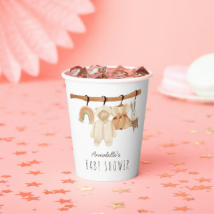 Gobelets En Papier Boho Clothesline Girl Baby shower tasses en papier