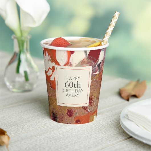 Gobelets En Papier Boho Colorful Abstraite 60e fête d'anniversaire (Insitu)