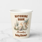 Gobelets En Papier Boho Cute Hatching Bientôt Dinosaur Baby shower (Verso)