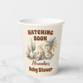 Gobelets En Papier Boho Cute Hatching Bientôt Dinosaur Baby shower (Recto)