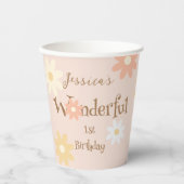 Gobelets En Papier Boho Daisy Baby Onederful 1st Birthday Party (Recto)