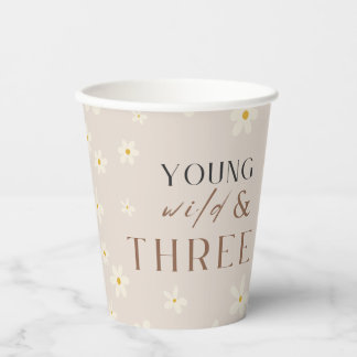 Gobelets En Papier Boho Daisy Floral Young Wild & TROIS tasses