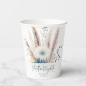 Gobelets En Papier Boho d'hiver Mariage Floral | Coupes de papier bla (Verso)