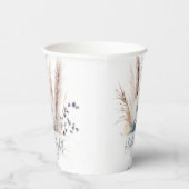 Gobelets En Papier Boho d'hiver Mariage Floral | Coupes de papier bla (Droite)