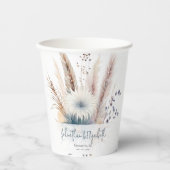 Gobelets En Papier Boho d'hiver Mariage Floral | Coupes de papier bla (Recto)