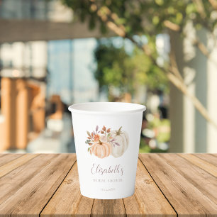 Gobelets En Papier Boho Fall Floral Rustic Citrouille Fête des mariée
