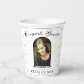 Gobelets En Papier Boho Feather Frame Photo Graduation Party (Verso)