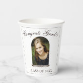 Gobelets En Papier Boho Feather Frame Photo Graduation Party (Recto)