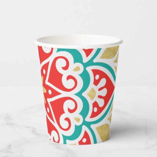 Gobelets En Papier Boho Fiesta géométrique (Verso)