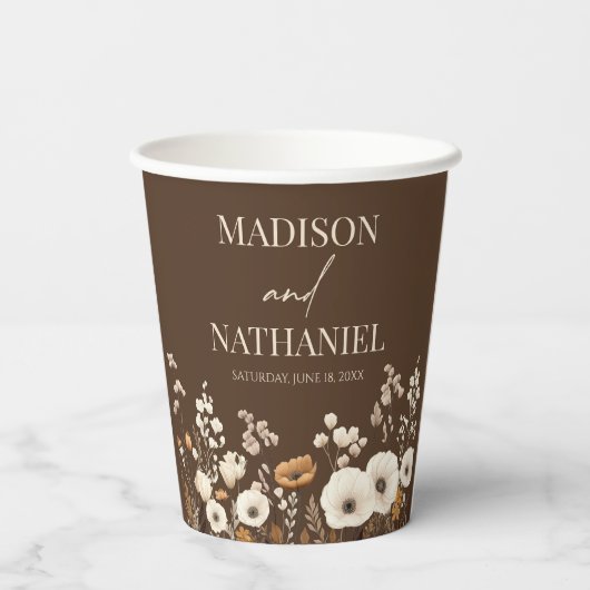 Gobelets En Papier Boho Fleur sauvage Fleur sauvage Floral Jardin Mar (Verso)