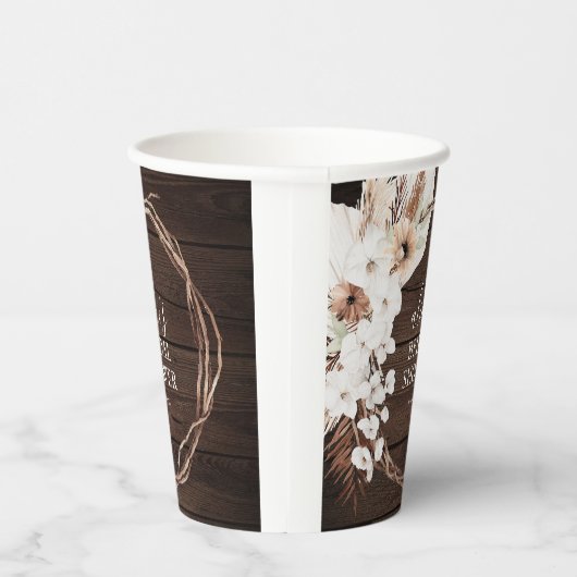 Gobelets En Papier Boho Fleurs Pampa Grass Fête des mariées botanique (Droite)