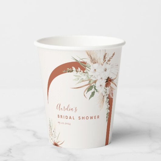Gobelets En Papier Boho Floral Arch Tasses en papier (Recto)