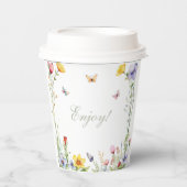 Gobelets En Papier Boho Floral Été Fête de Mariage Champêtre (Recto)