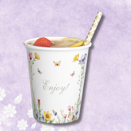 Gobelets En Papier Boho Floral Été Fête de Mariage Champêtre