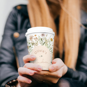 Gobelets En Papier Boho Floral Fleur sauvage Baby shower de la coupe 