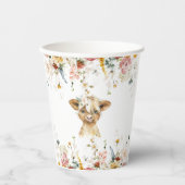 Gobelets En Papier Boho Floral Highland Cow (Recto)