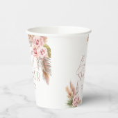 Gobelets En Papier Boho Floral Pampas Rose Gold (Gauche)