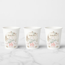 Boho Glamping Sweet 16 tasses de papier fête d'ann