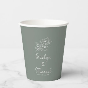 Gobelets En Papier Boho Green Destination Floral Mariage