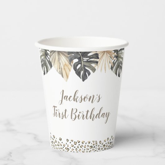 Gobelets En Papier Boho Green Sage Wild One Birday Paper Cup (Recto)