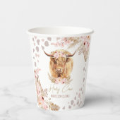 Gobelets En Papier Boho Holy Cow Highland Pampas 1er Anniversaire (Verso)
