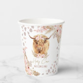 Gobelets En Papier Boho Holy Cow Highland Pampas 1er Anniversaire (Recto)